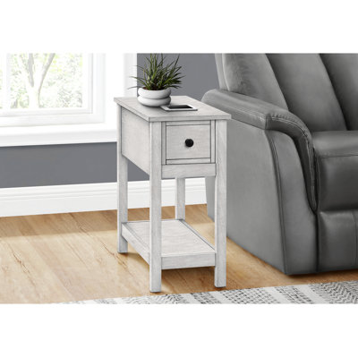 Table d'appoint, bout, table d'appoint, 2 niveaux, étroit, chambre à coucher, lampe, tiroir de rangement, placage, transitionnel