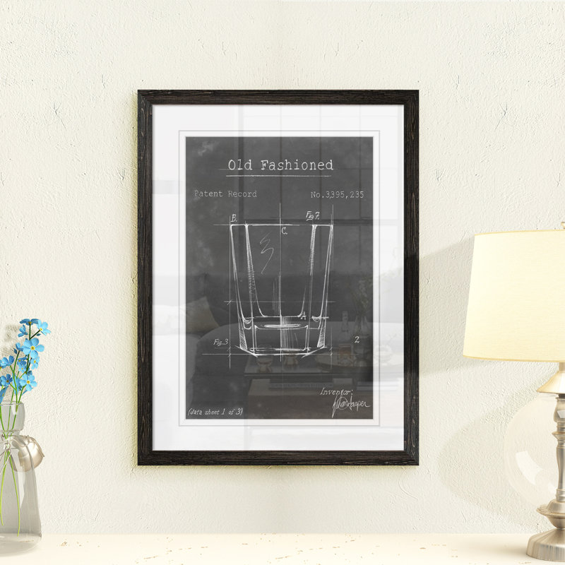 «Barware Blueprint I» par Paul Cezanne - reproduction d'art encadrée, Blanc, Impression encadrée ébène