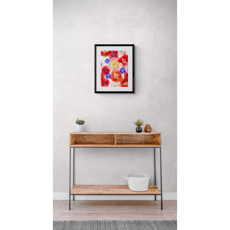 Red, Pink, and Blue Framed Graphic Art by Harold Davis, 20" H x 16" W, Black Framed Paper