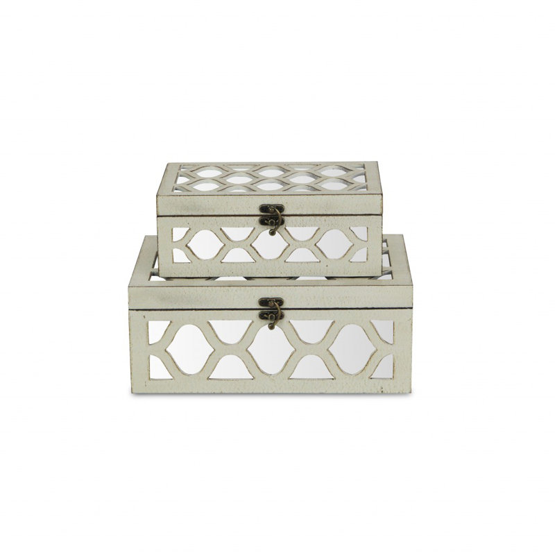 Boîtes décoratives Eziah, Blanc