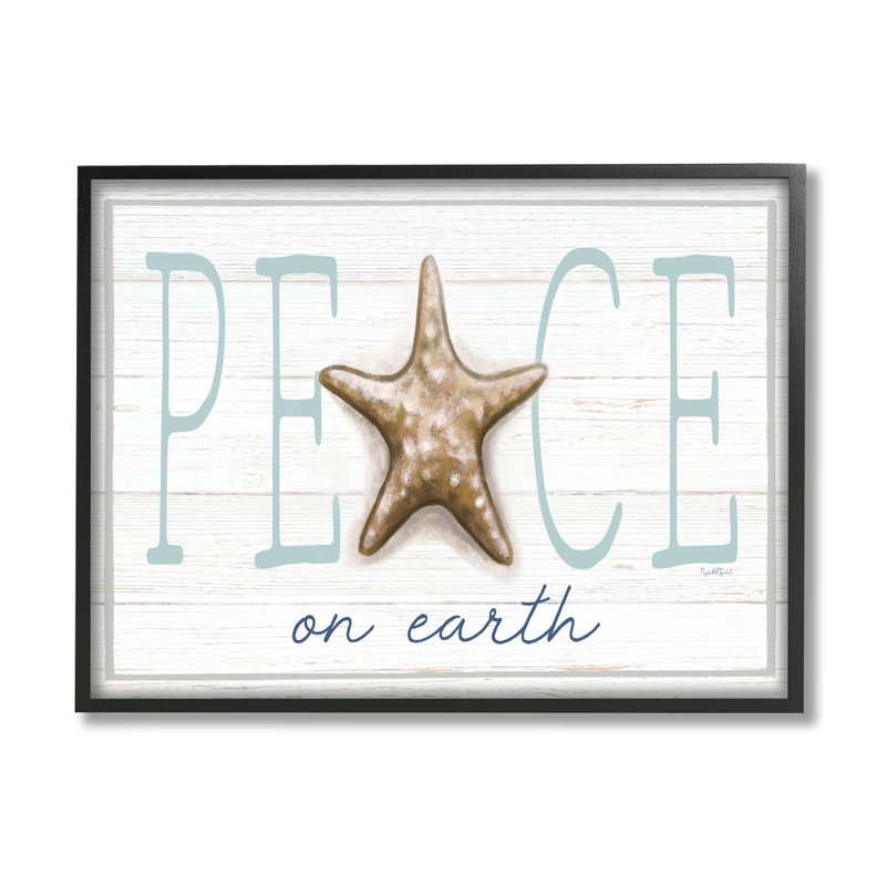 «Peace on Earth Starfish Sign» par Elizabeth Tyndall - impression sur toile, H 11 po x l 14 po x P 1,5 po