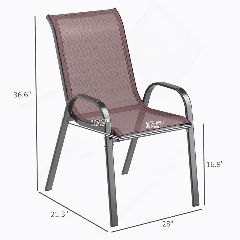 Ensemble de 4 chaises d'extérieur empilables, Brun
