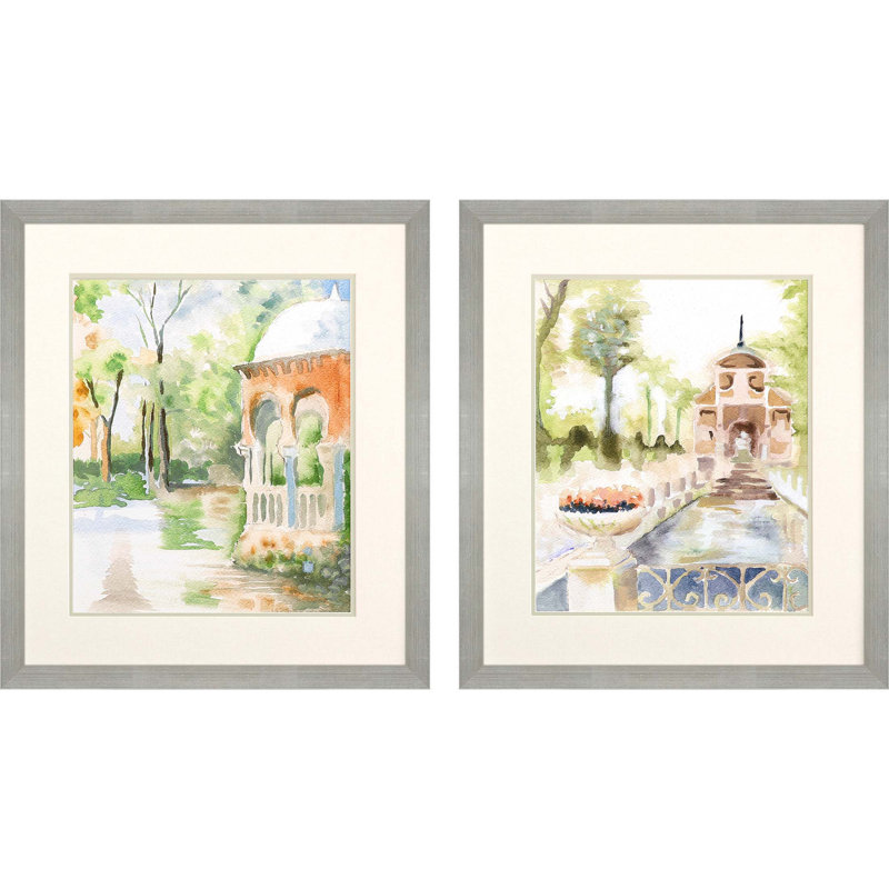 Ensemble d'art mural, ensemble de deux jardins paisibles argentés