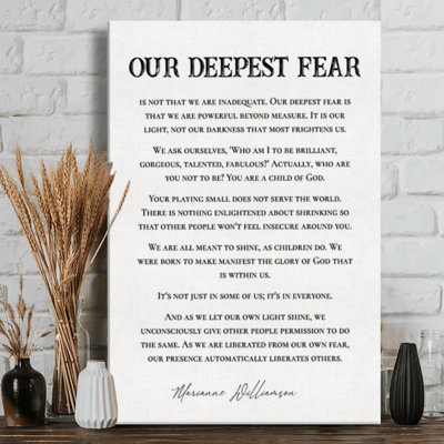 Our Deepest Fear Inspirational Quote Serif Typography Art on Wrapped Canvas - 36" H x 24" W