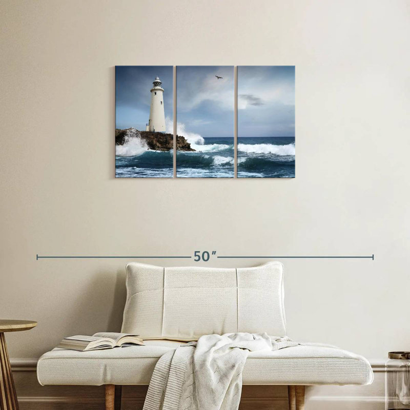 Coastal White Lighthouse, 20" H x 33" W