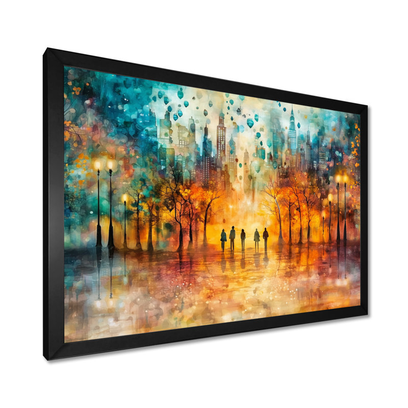 «Modern Evolve New York City Cityscape III», art mural moderne transitionnel abstrait, Picture Framed Print, Black