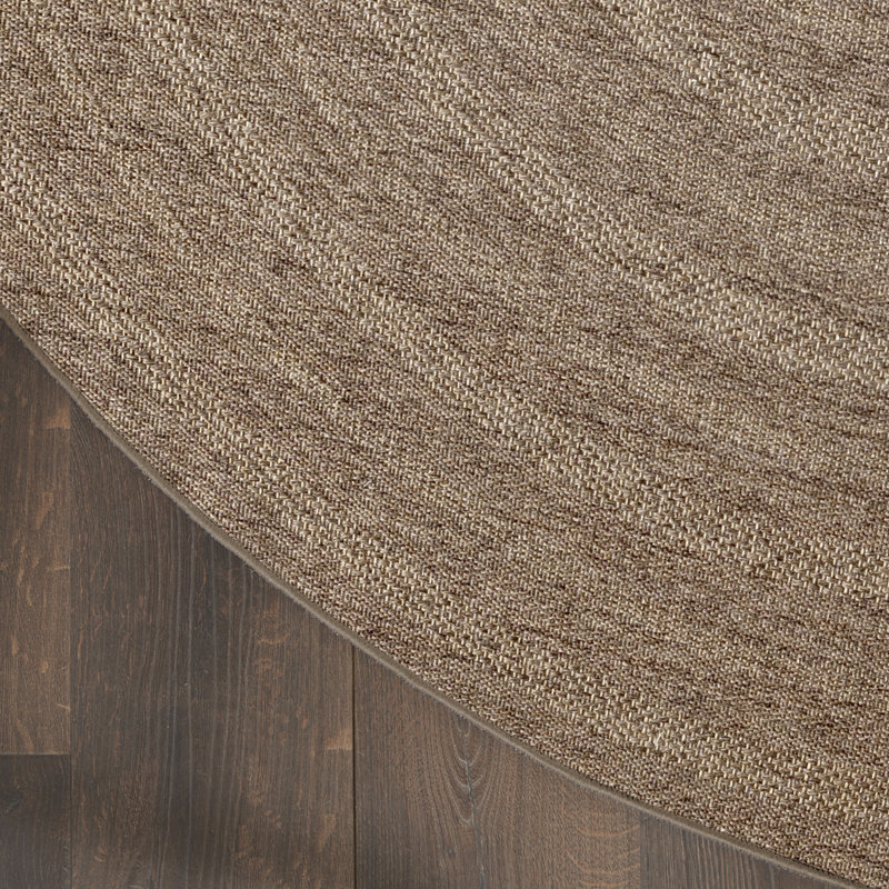 Cascio Geometric Indoor/Outdoor Area Rug, Round 8', Brown