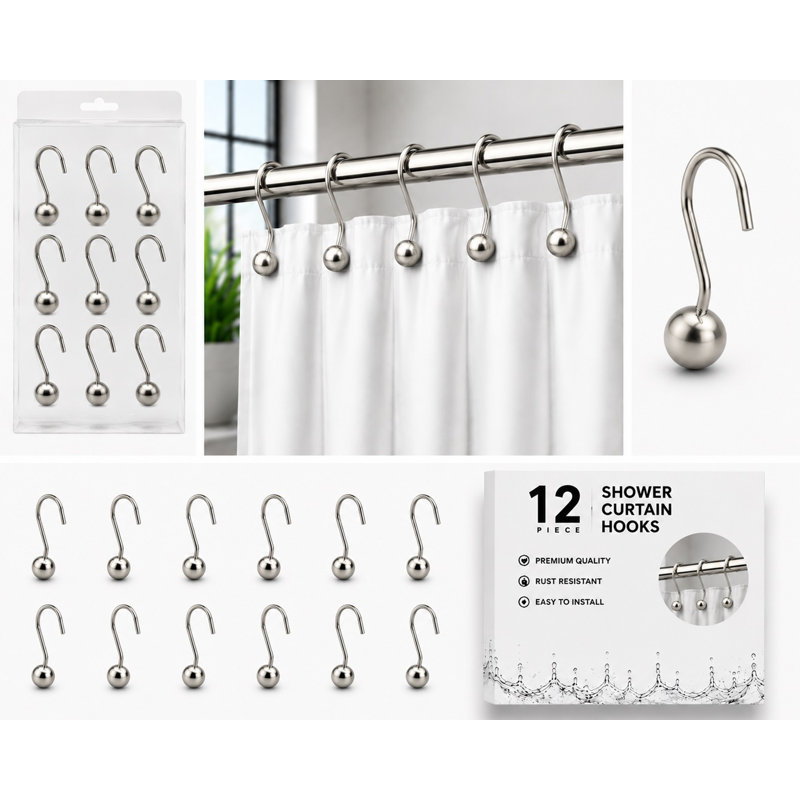 METAL SHOWER HOOKS Metal Shower Accessory, Nickel