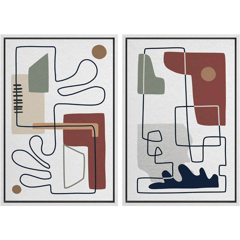 Mid Century Shape 2 - Pieces, White, 36" H x 48" W