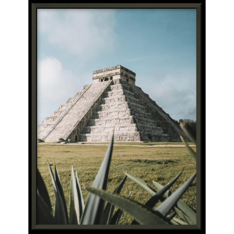 Chichen Itza, reproduction d'art de pyramide maya, affiche de point de repère du Mexique, ruines antiques