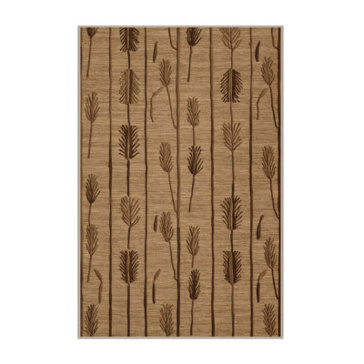 Tapis botanique brun lavable à la machine