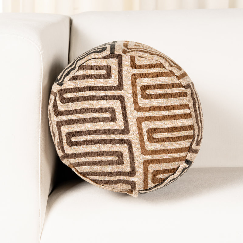 Coussin décoratif Rhodes, Noir géométrique, Traversin H 8 po x l 21 po