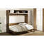 Lit avec rangement pour garde-robe, tablettes ouvertes en bois antique - garde-robe pleine grandeur à espace optimisé et décoratif, tiroirs