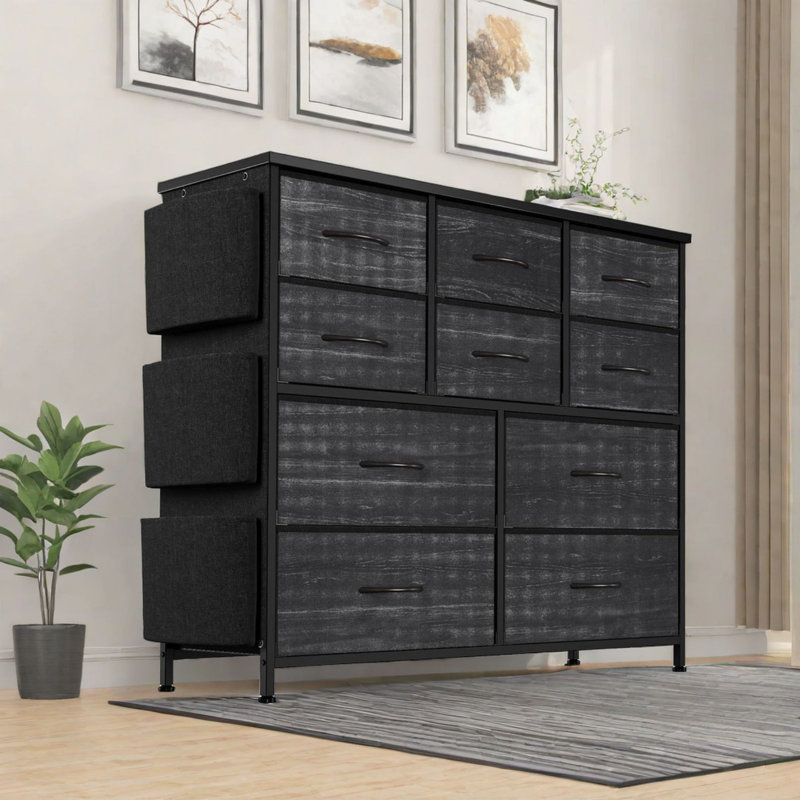 Procora 99cm W 10 - Drawer Chest of Drawers, Black