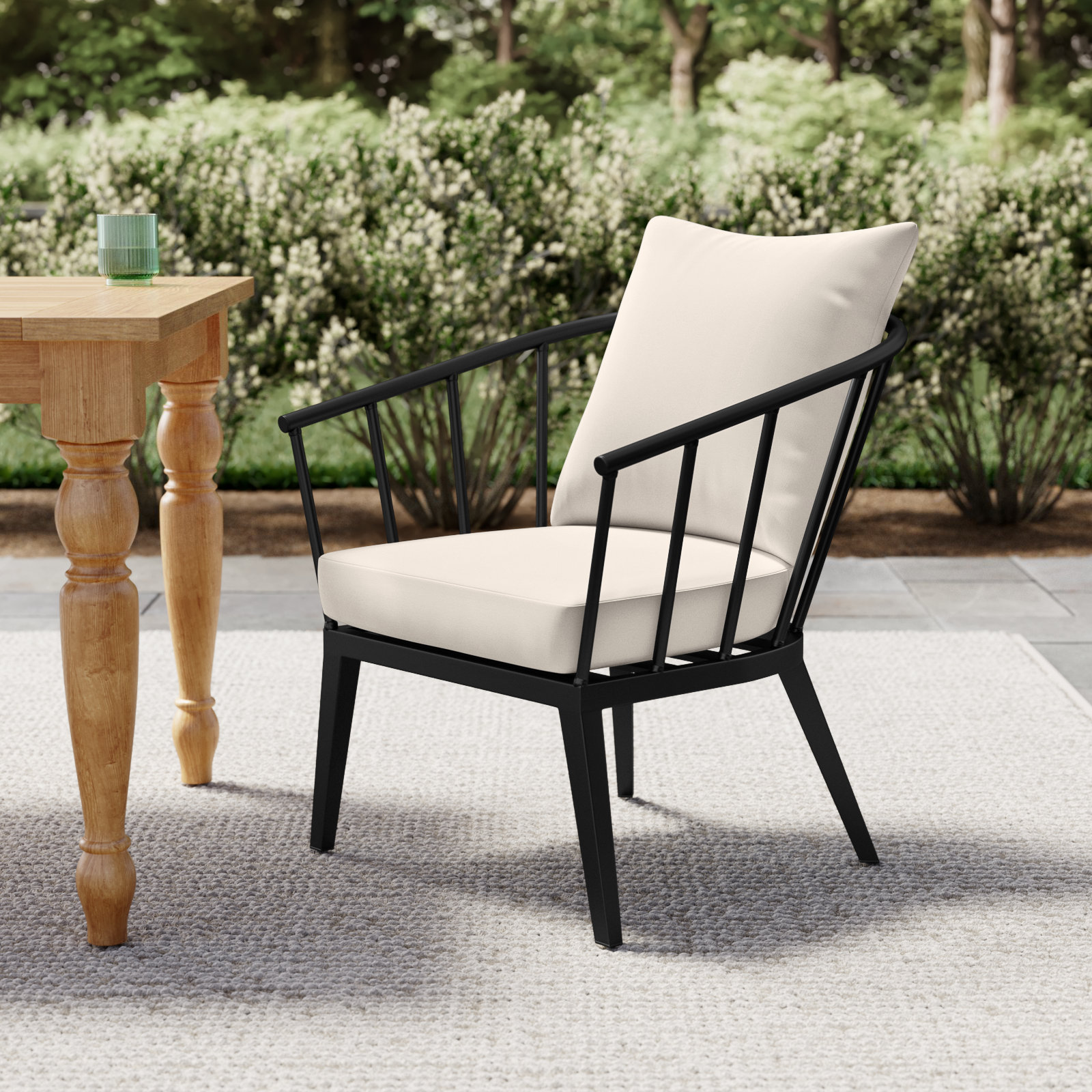 Serena Metal Outdoor Dining Armchair with Sunbrella Cushions