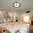 Semi Flush Mount Ceiling Light Fixture, 3-Light Fabric Drum Shade Ceiling Light With Black Metal Frame, Entryway Light Fixtures, Close To Ceiling Light For Bedroom, Living Room, Kitchen, Hallway