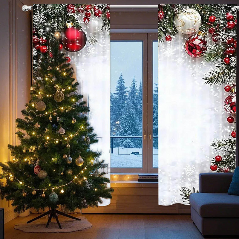 Rideaux de Noël en polyester, C