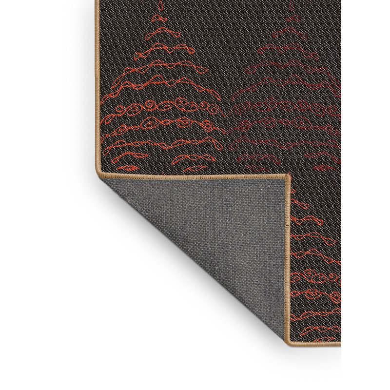 Fabriqué à la machine à la machine en laine et polyester noir/rouge/brun Tapis décoratif, Rectangle 5 pi x 7 pi