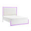 Grand lit avec tête de lit tapissier à 8 lumières DEL pour mobilier de chambre à coucher 1 pièce