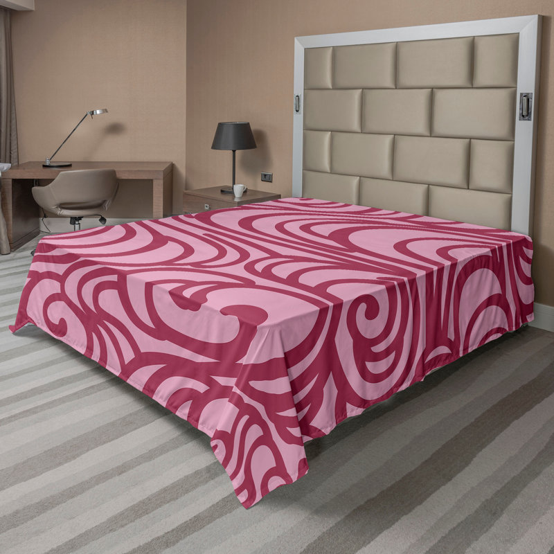 Drap plat moderne de style bohème Ambesonne, Full Flat Sheet, Rose pâle / motif abstrait rose séchée