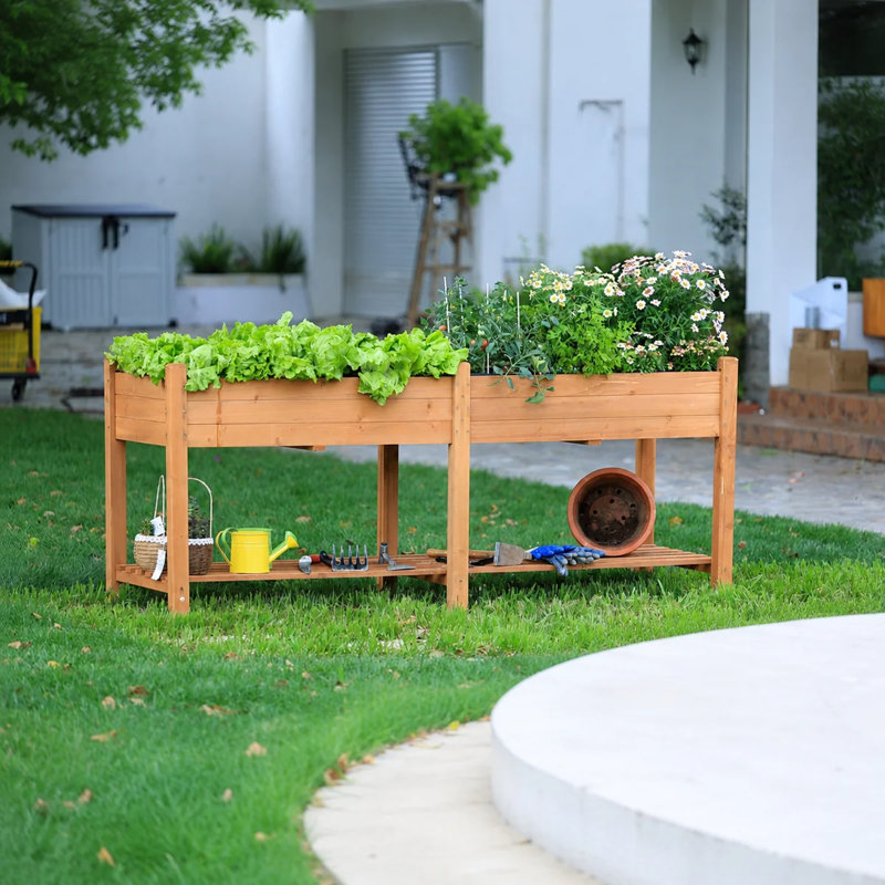 Large Elevated Solid Cedar Raised Garden Bed, 30cm Planting Depth, 183cm W, Brown