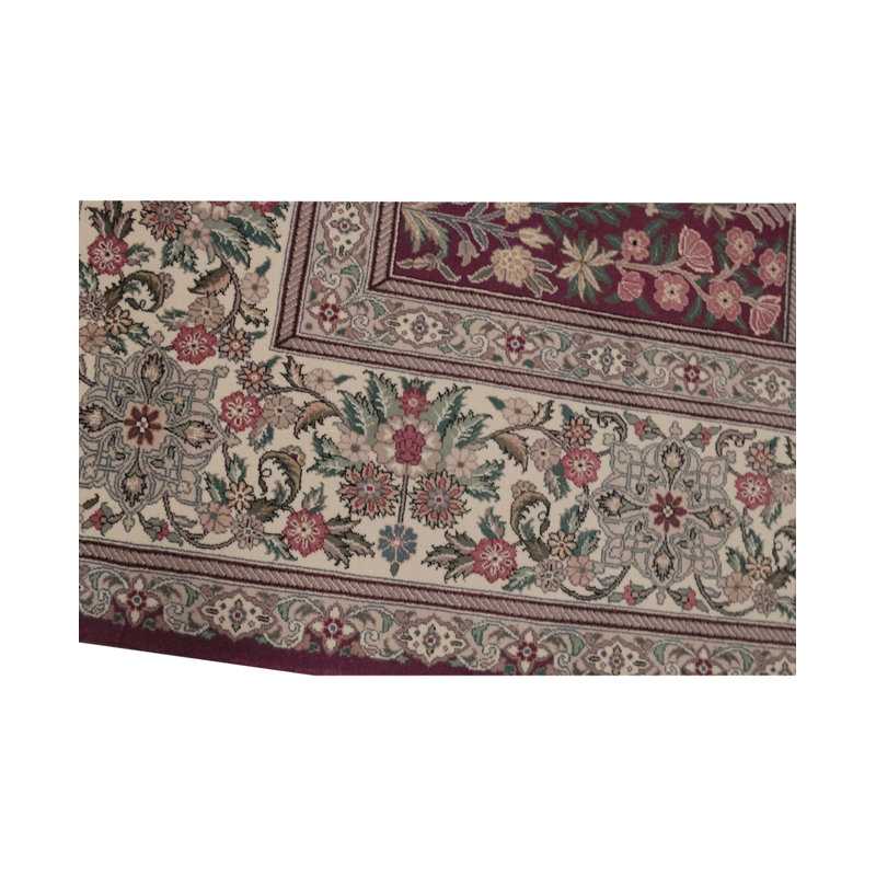 Tapis prune et ivoire noué à la main de haute qualité