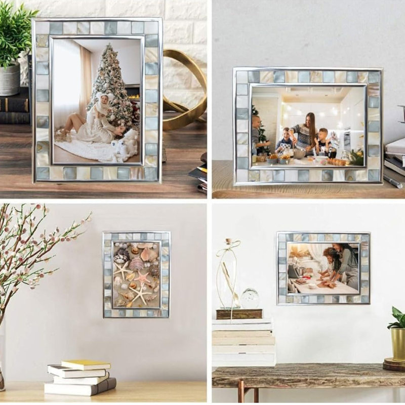 Cadre photo 5 x 7 en nacre - Gris