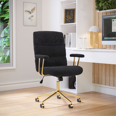 Chaise de bureau texturée en tissu Boucle, chaise de bureau moderne à hauteur ajustable avec accoudoirs rembourrés