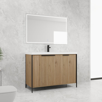 Meuble-lavabo autoportant avec lavabo en résine