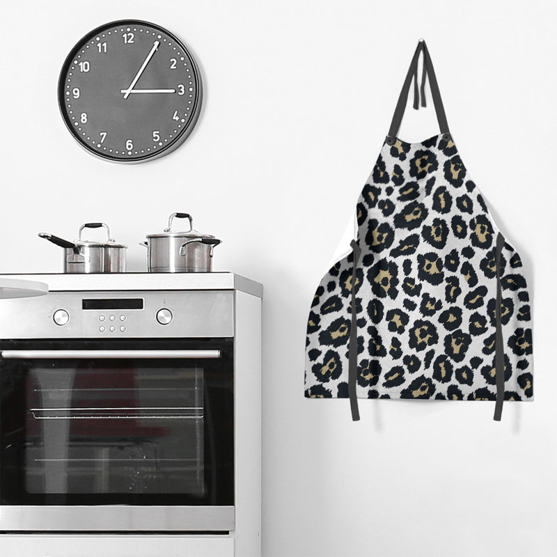 Animal Print Bib Apron, White/Black/Beige