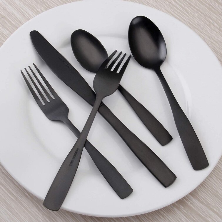 Sarah-Ann 40 Piece Stainless Steel Flatware Set Service for 8 Orren Ellis Color: Black