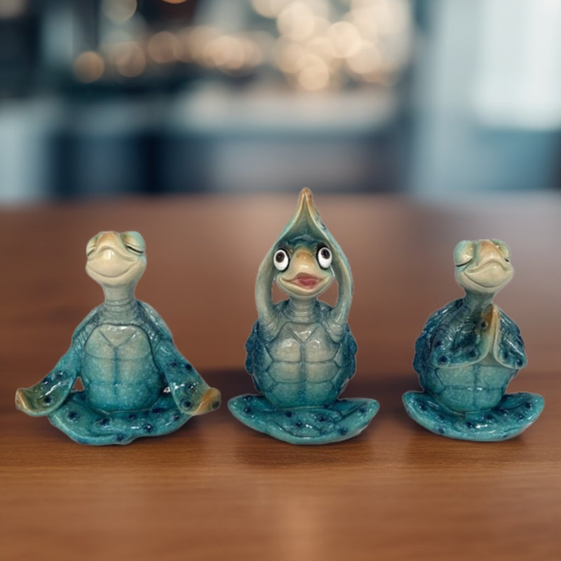 5"H 3-PC Set Yoga Sea Turtle Figurine