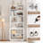 2-piece White Office File Cabinet, Tall Storage Cabinet With 2-door Cabinet & 4-tier Open Shelves, Multipurpose Office Storage For Home Office & Home Library