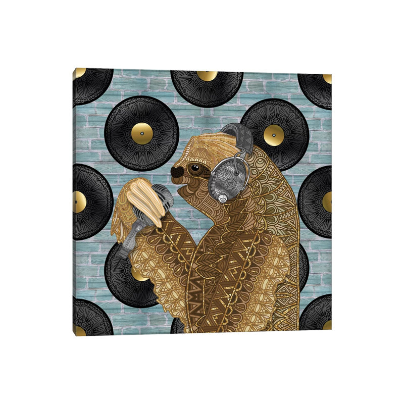 Singing Sloth by Angelika Parker - Wrapped Canvas Print, 30.48cm H x 30.48cm W x 1.905cm D