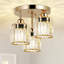 Plafonniers modernes en cristal, plafonnier semi-encastré 3 lumières avec abat-jour en cristal transparent-821262856