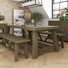 Almerton Solid Reclaimed Pine 4 Piece Dining Set - Dining Table 2 Benches 1 Extension Leaf