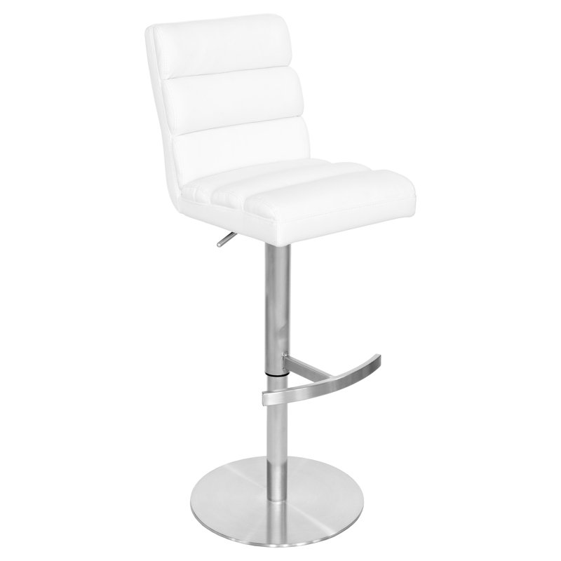 Hylton Swivel Upholstered Adjustable Height Counter Stool with Metal Frame, White