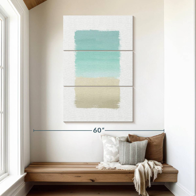 Avery turquoise abstrait sur fond blanc, H 50 po x l 32 po