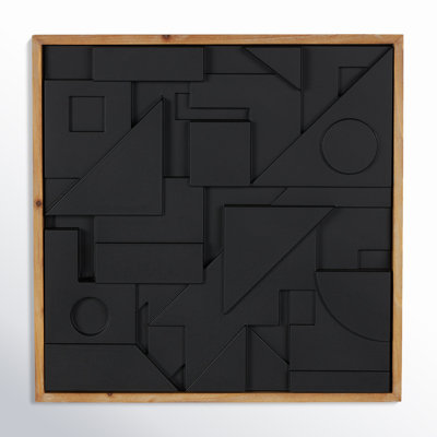 Cole And Grey Wood Dimensional Layered Shape Geometric Wall Decor With Brown Frame