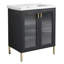 Meuble-lavabo élégant avec lavabo en céramique et porte à fermeture douce, offrant fonctionnalité et élégance.-1335574429