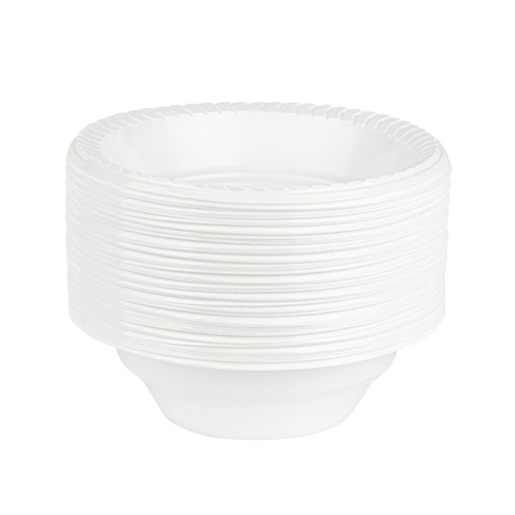 Ecoquality 12 Oz Disposable Round White Serving Plastic Bowls 50 Guests ...