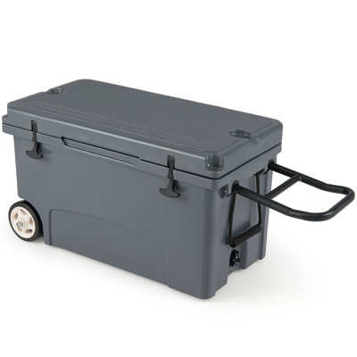 Glacière portable robuste à grande capacité de 75 pintes, avec isolation rigide, rétention de glace longue durée, roues tout-terrain résistantes à l'usure et joint étanche