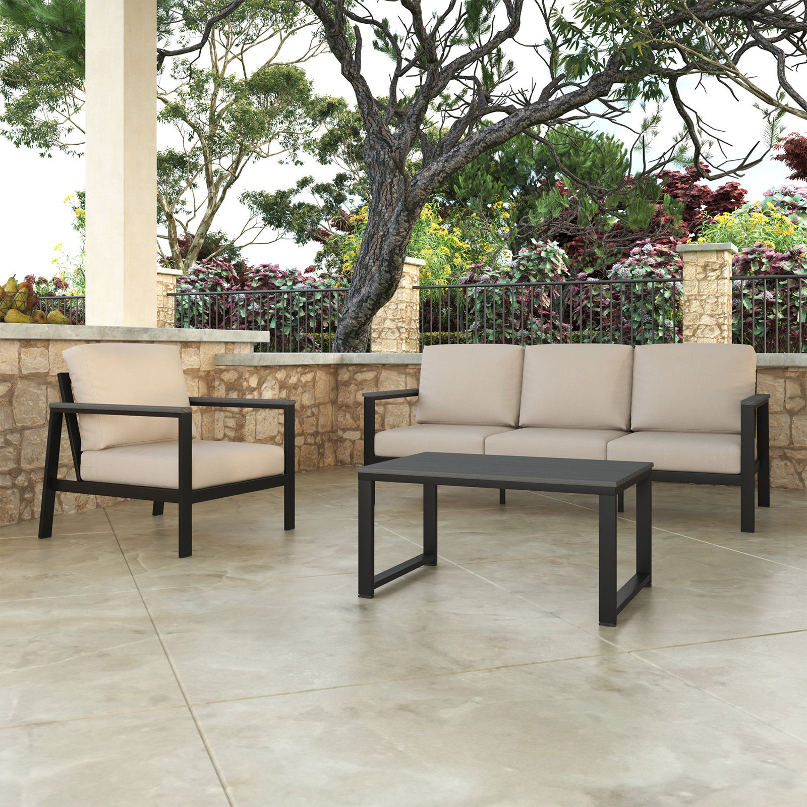 Townsend 4-Person Sunbrella® Patio Seating Group, Cast Silver Sunbrella®