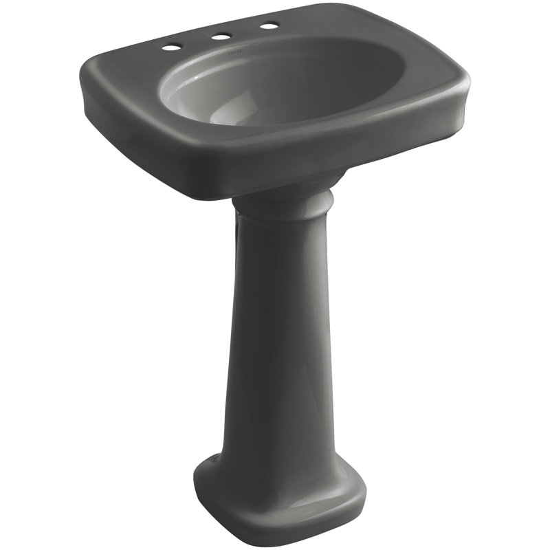 Bancroft 28" Tall Ceramic Vitreous China Rectangular Bathroom Sink, Sandbar, 8" Centers, 35.25" H x 21" W x 24" L