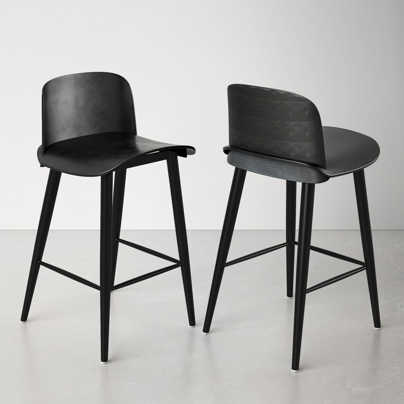 Atoir Upholstered Counter Stool with Metal Frame, Black