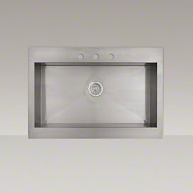 Vault™ 35-3/4" x 24-5/16" x 9-5/16" Top-Mount Single-Bowl Stainless Steel Kitchen Sink, 3 Holes