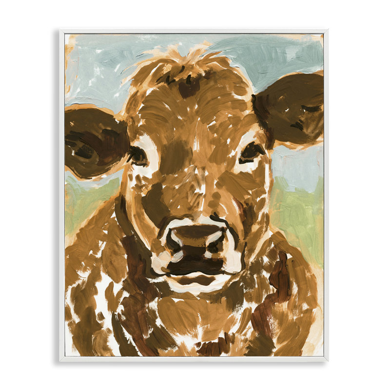 Vache tachetée noire encadrée par Victoria Barnes, Estampe numérique encadrée blanc bord de mer, H 14 po x l 11 po