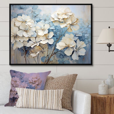 Minimalisme, géraniums blancs et bleus