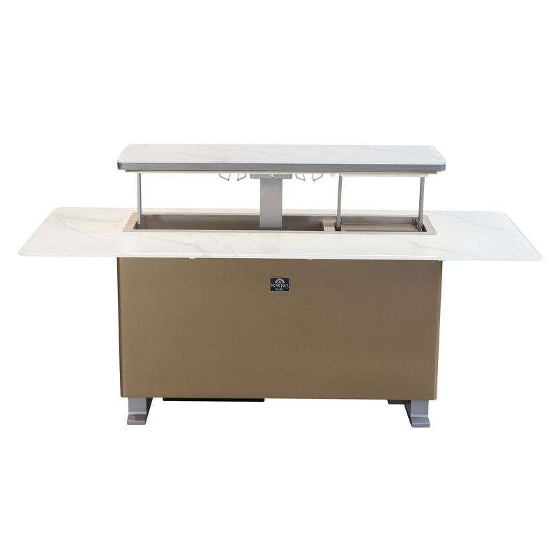Table de bar blanche Elevato, Plateau blanc / base brune