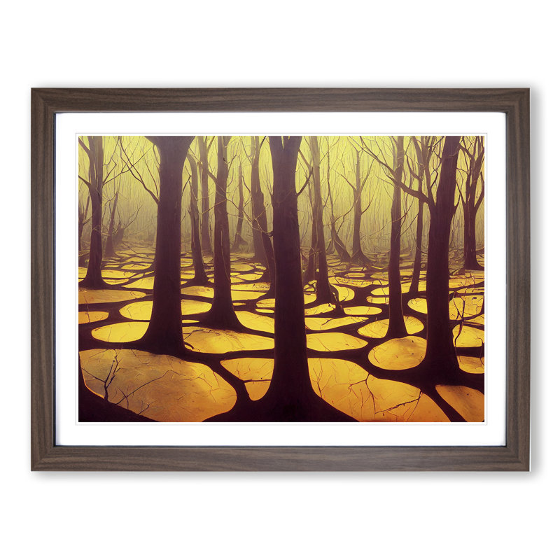 Lush Spring Forest - Single Picture Frame Print, 25cm H x 34cm W x 2cm D, Walnut